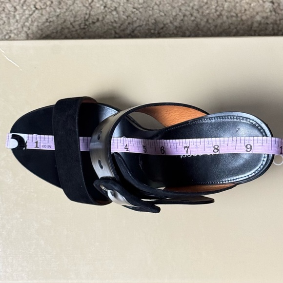 Sergio Rossi Suede Leather Buckle Wood Platform Cone Heels Slides Sandals Sz 37 - Picture 15 of 15